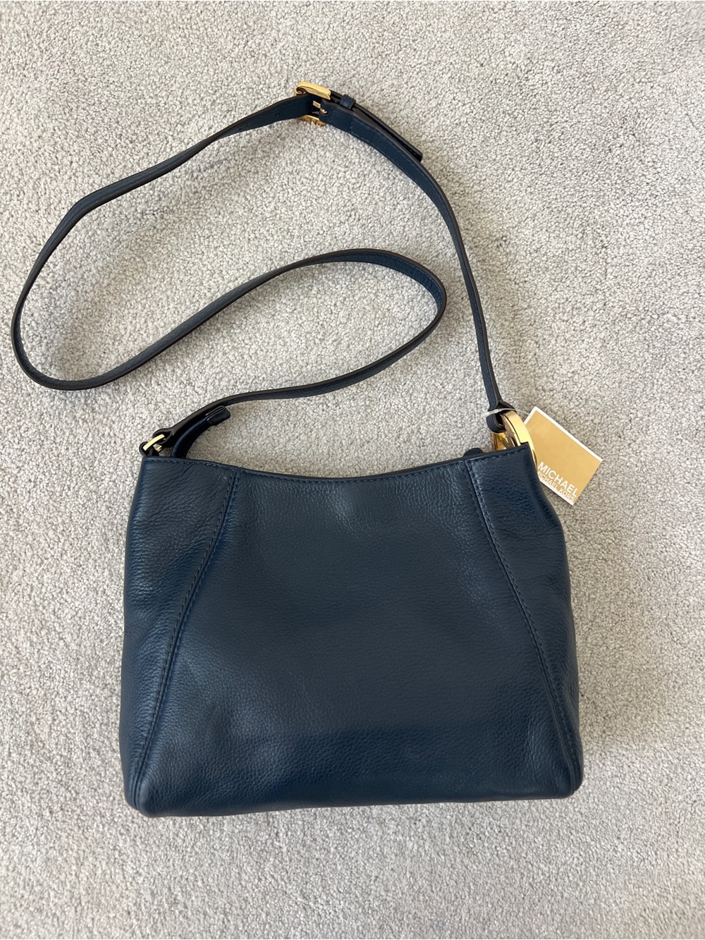 NWT ⭐️ Michael Kors Navy Leather Fulton Messenger with Gold Hardware
